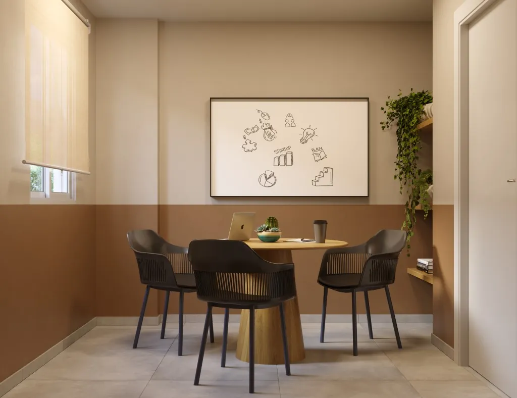Perspectiva ilustrada do coworking